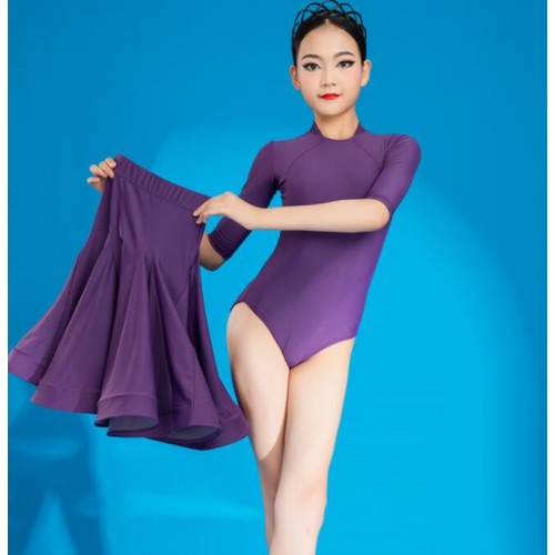 Army green purple red Latin dance Dressesfor girls kids children competition standard professional ballroom dance dress stage performance costumes